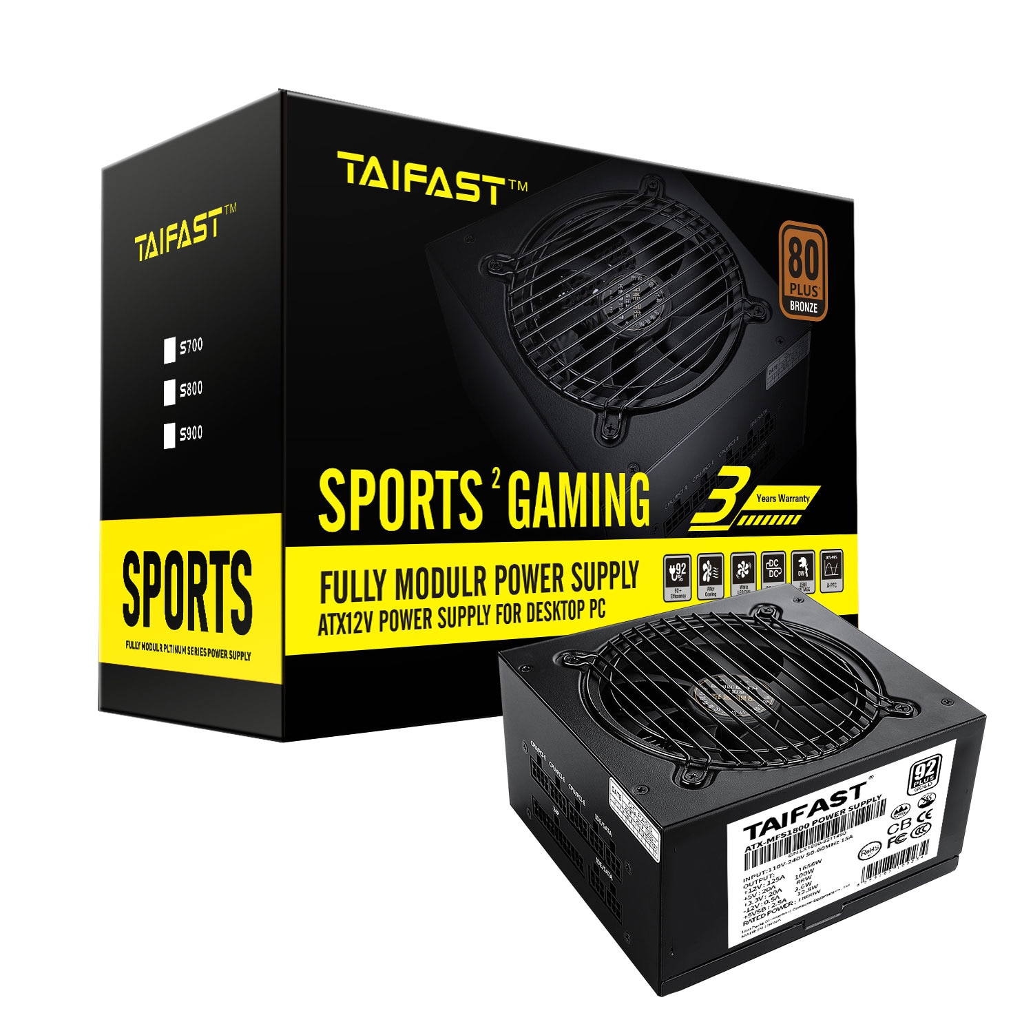Taifast-ATX 전체 모듈형 PC 전원 공급 장치, 1800 와트 ETH 마이너 PSU